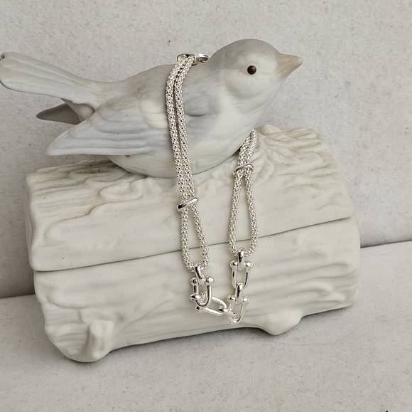 Sterling Stirrup and Popcorn Chain 925 Bracelet - Picture 10 of 15